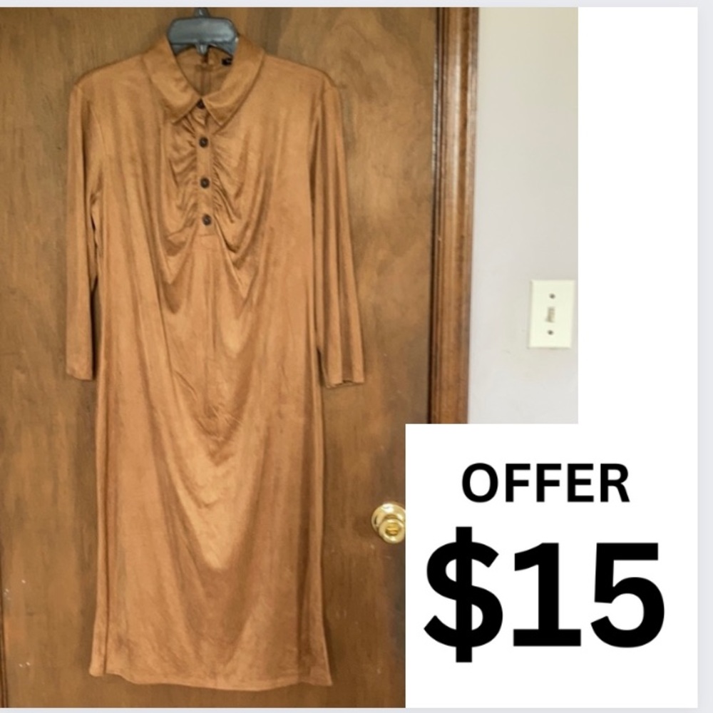 Sami & Jo camel colored collared dress size L - Picture 3 of 17